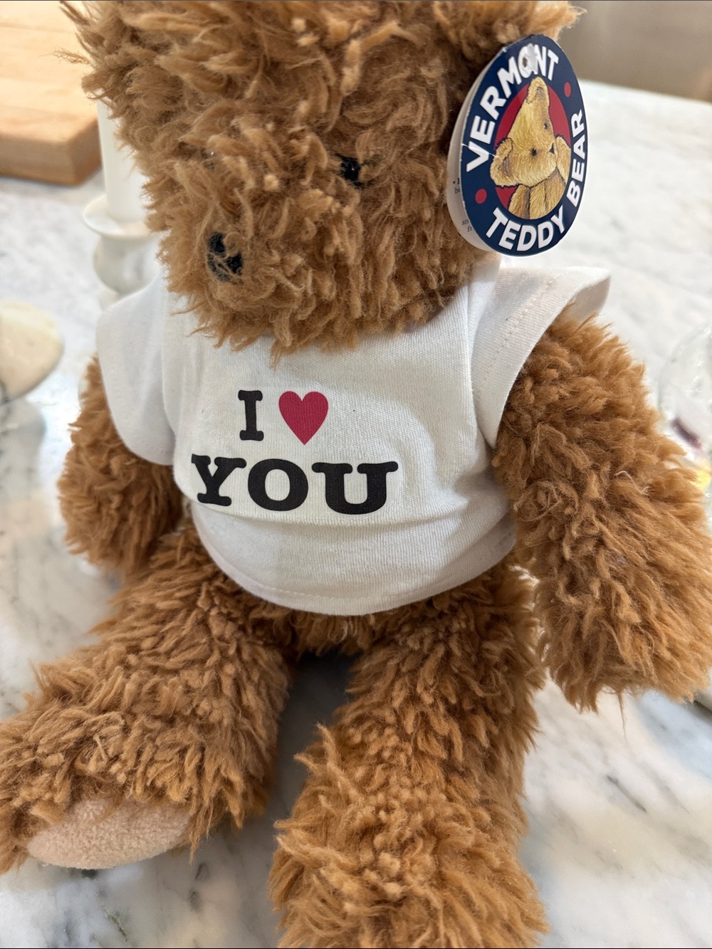 NEW vermont teddy bear with 'I ♥ You' White Tee
